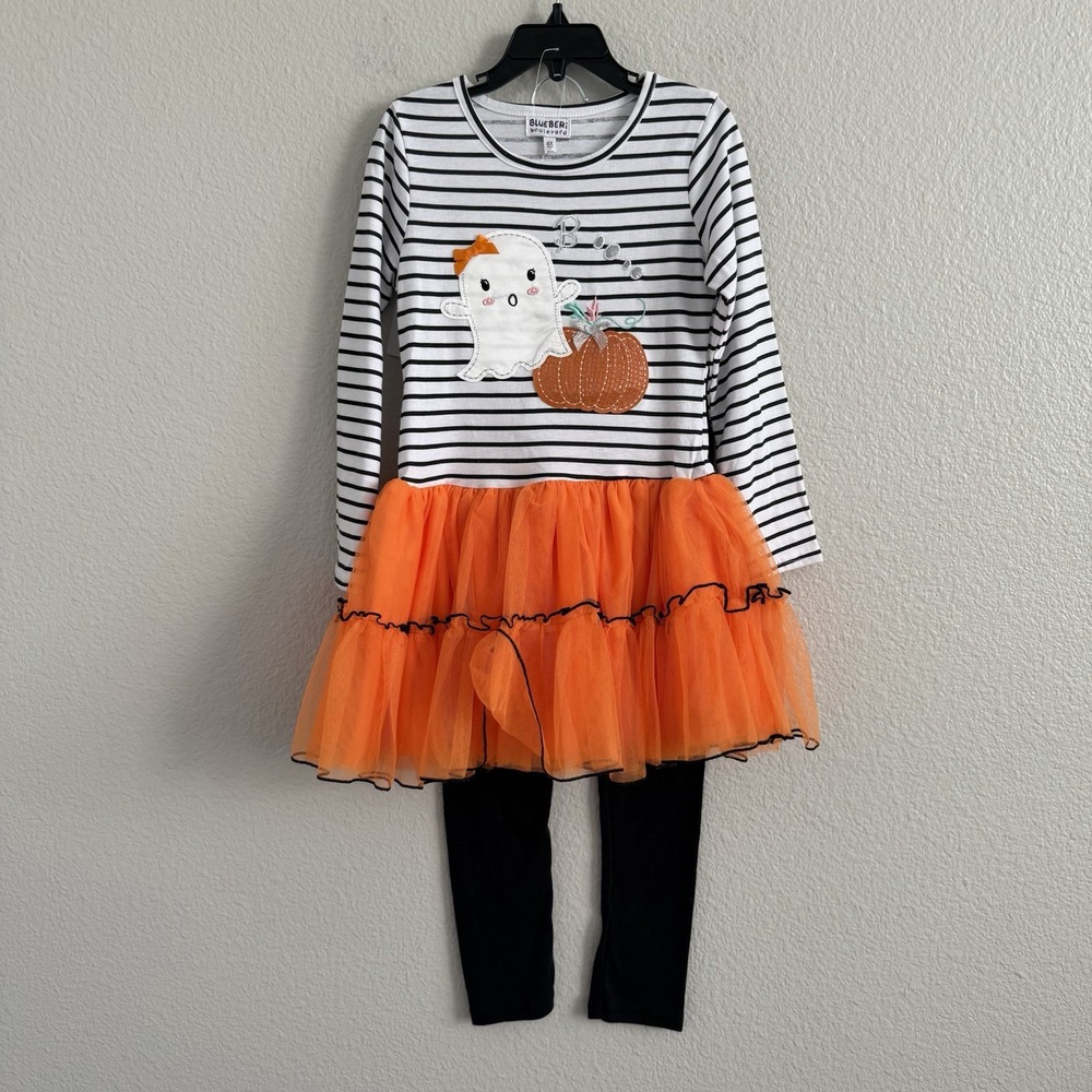 Blueberi Boulevard 6X Halloween Dress Tutu Skirt Leggings Fall Pumpkin New Nwt